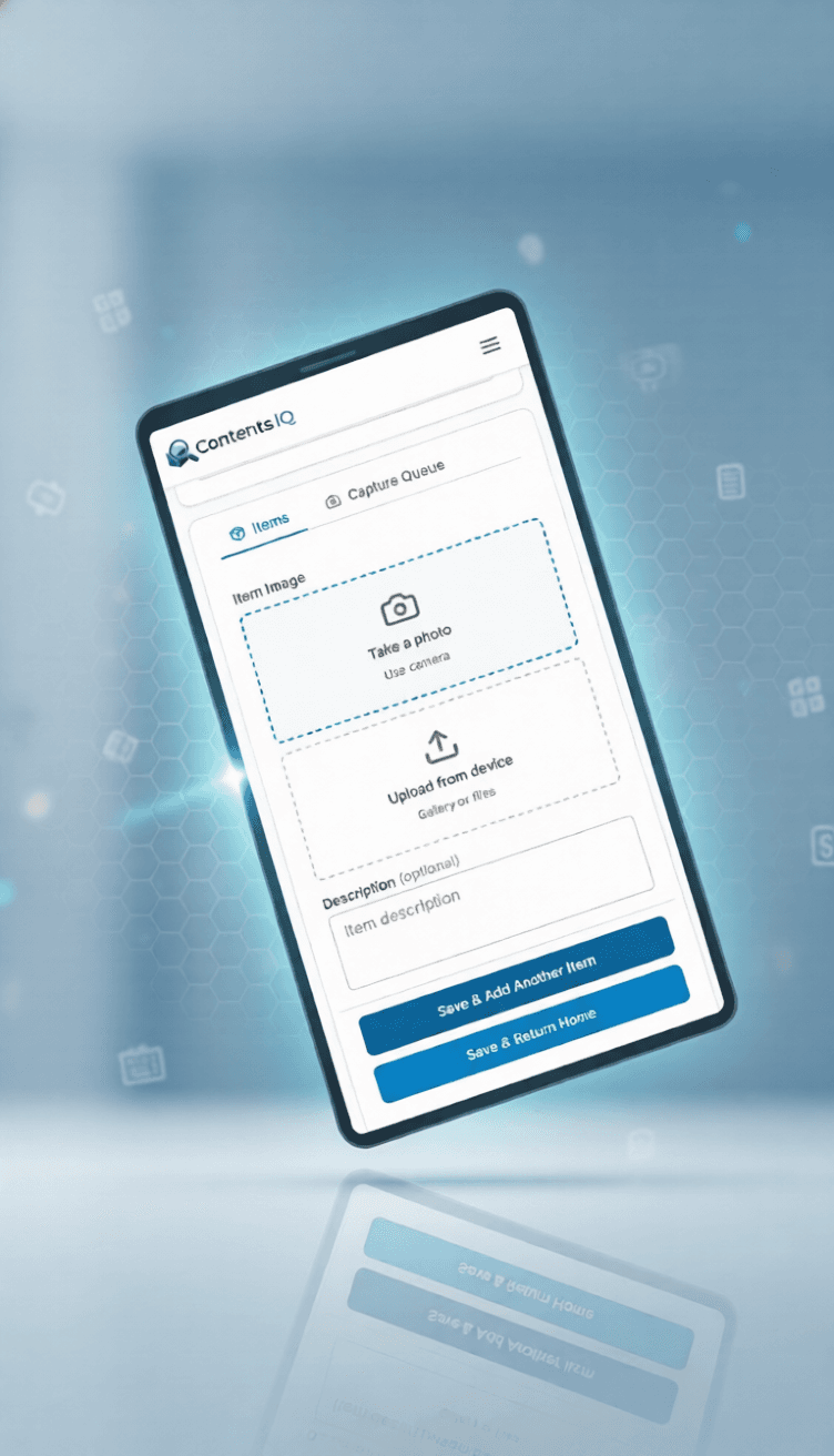 ContentsIQ app - take a photo or upload from device